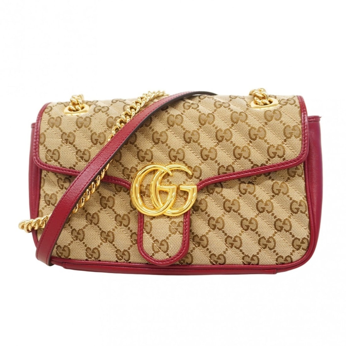 Gucci GG Canvas Shoulder Bag Marmont 443497 Brown Red Women's: --- Catalog ---Category: SizeSize (HxWxD): 16.5cm x 25.5cm x 7cm / 6.49'' x 10.03'' x 2.75''Category: DesignType: Shoulder bagColor: Brown, Red colorGender: WomenMaterial: Canvas Hardware Color: GoldC