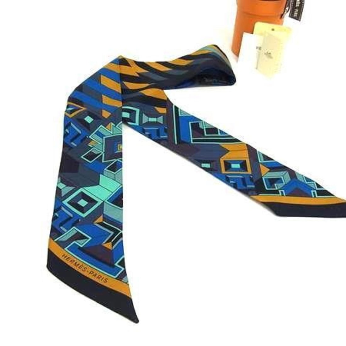 HERMES Ribbon Scarf, Twilly, 062881S02, Multicolor, Silk, Women's, LE FIL D'ARIANE, Ariadne's Thread (1 of 20)