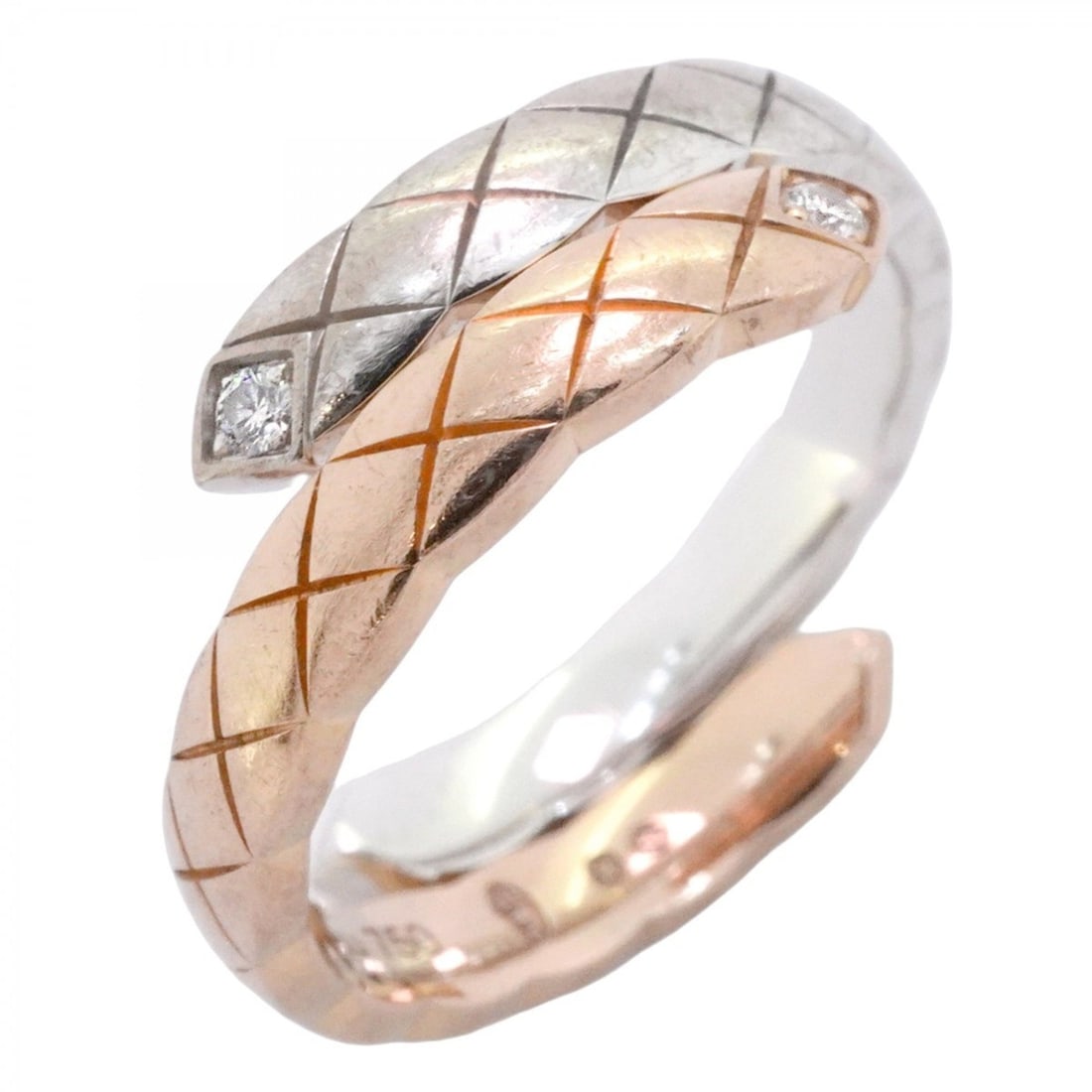 Chanel Coco Crush Ring, Beige Gold, Small Model, 2PD, 18K White Pink Diamond, #52, Women's (1 of 19)