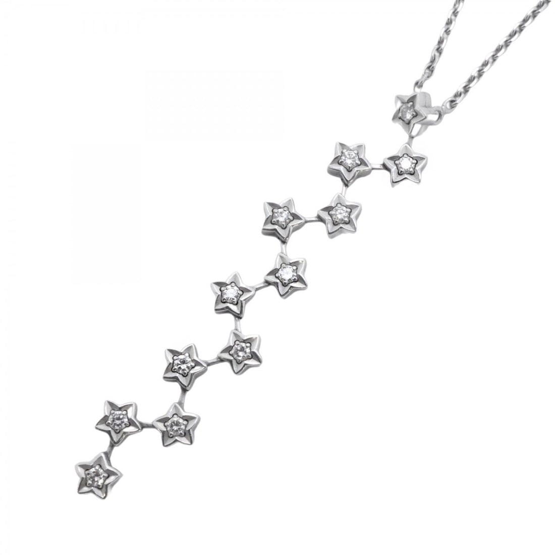 Chanel Comet Star Necklace, 12PD, 18K White Gold with Diamonds, Women's: --- Catalog ---Category: SizePendant Size: 58.9mm x 9.1mm / 2.31'' x 0.35''Neck Circumference: 38 cm - 41 cm / 14.96'' - 16.14''Category: DesignStone: DiamondGender: WomenMaterial: White gold (18K)Nec