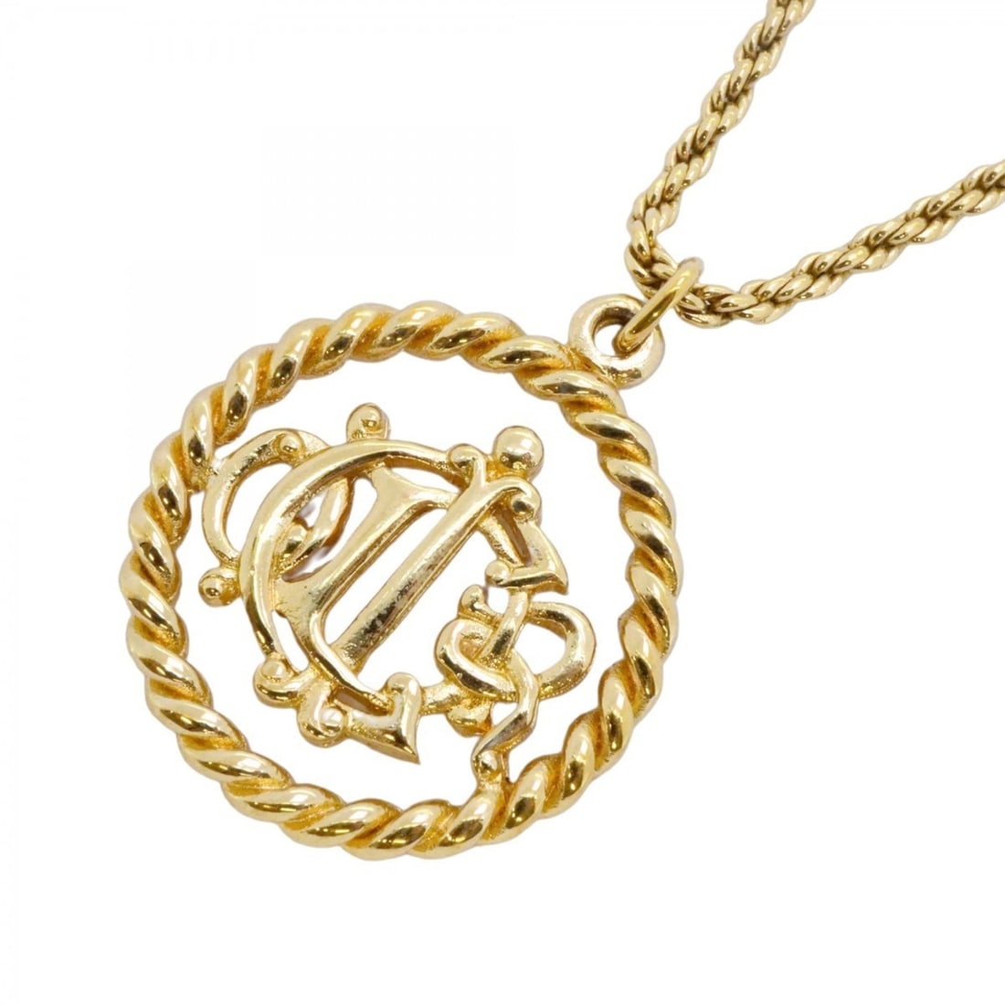Christian Dior Emblem Circle Necklace, GP Plated Gold, Women's: --- Catalog ---Category: SizePendant Size: 32.3mm x 24.3mm / 1.27'' x 0.95''Neck Circumference: 40 cm - 44.5 cm / 15.74'' - 17.51''Category: DesignColor: GoldGender: WomenMaterial: Gold platingNecklac
