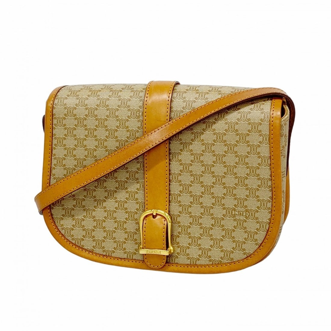 Celine Shoulder Bag Macadam Brown Women's: --- Catalog ---Category: SizeSize (HxWxD): 15cm x 22cm x 7cm / 5.9'' x 8.66'' x 2.75''Category: DesignType: Shoulder bagColor: BrownGender: WomenMaterial: PVC Hardware Color: GoldCategory: GeneralBran