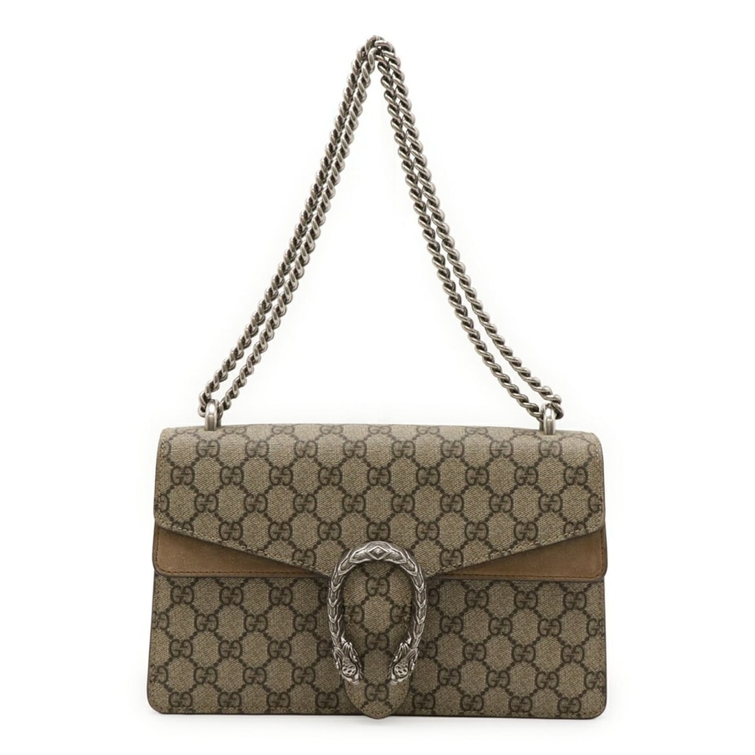 GUCCI Dionysus GG Supreme Shoulder Bag Chain Tiger Head Suede Beige 400249: --- Catalog ---Category: SizeSize (HxWxD): 17cm x 28cm x 9cm / 6.69'' x 11.02'' x 3.54''Category: DesignType: Shoulder bagColor: BeigeGender: WomenMaterial: GG Supreme Category: GeneralMPN: 400249Bran