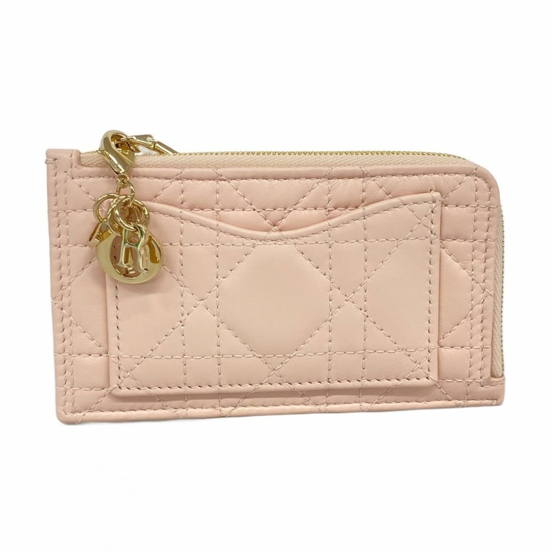 Christian Dior Cannage Leather Wallet/Coin Case, Pink Champagne, Women's: --- Catalog ---Category: SizeSize (HxWxD): 8cm x 13.5cm x 1cm / 3.14'' x 5.31'' x 0.39''Category: DesignType: Coin purse/coin caseColor: PinkGender: WomenMaterial: Leather Category: GeneralBrand: Chri