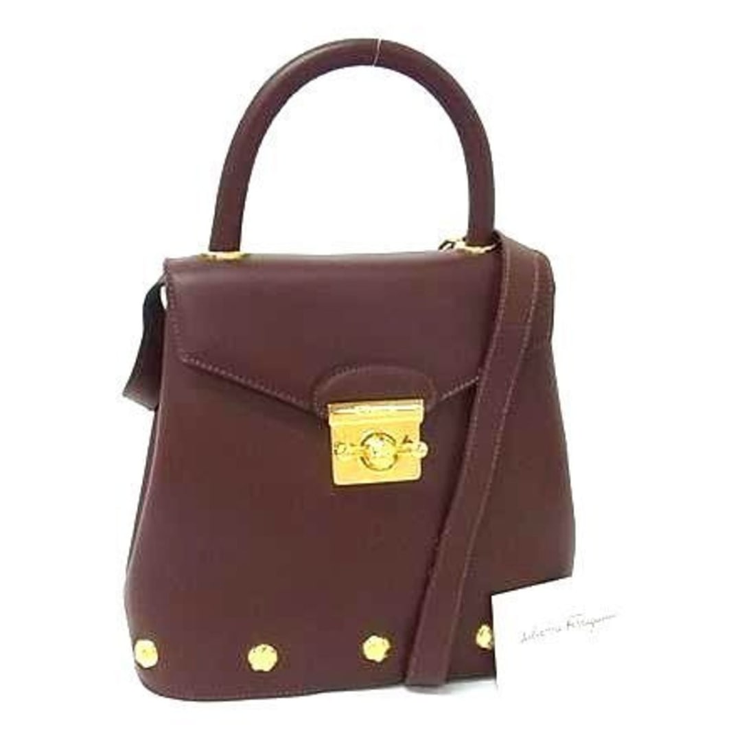 Salvatore Ferragamo Handbag DO21 1668 Brown Leather with Studs for Women: --- Catalog ---Category: SizeSize (HxWxD): 22cm x 24cm x 9.5cm / 8.66'' x 9.44'' x 3.74''Category: DesignType: Handbag, Shoulder bag, Tote bagColor: BrownGender: WomenMaterial: Leather Inner Pocket: Z