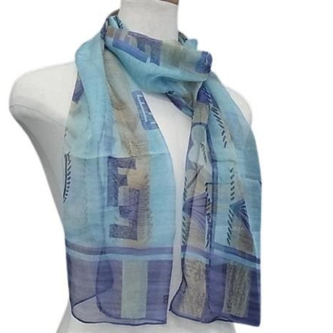 FENDI Light Blue Silk Scarf for Women (1 of 19)