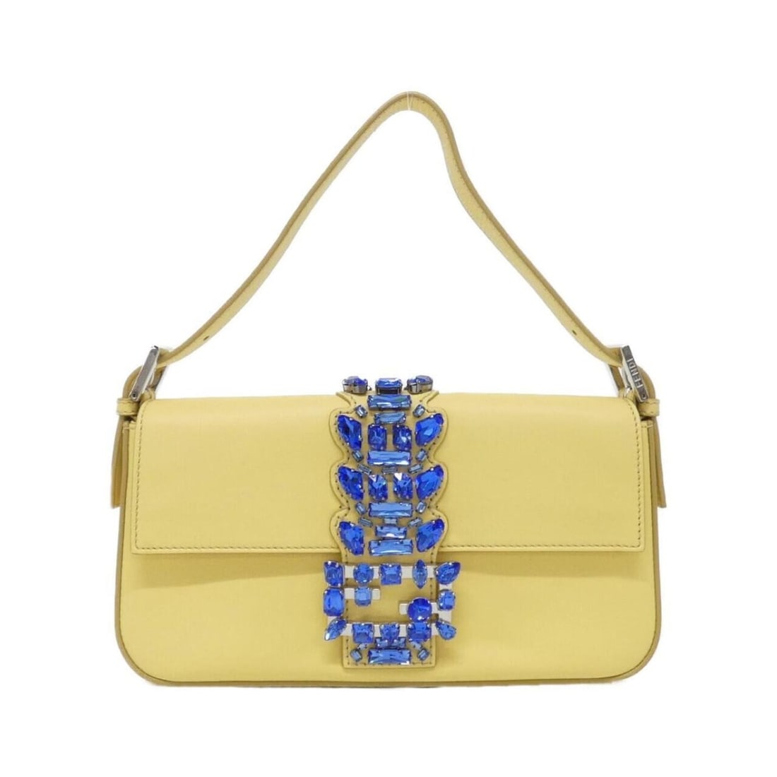 Fendi Baguette 8BR600 43G Shoulder Bag: --- Catalog ---Category: SizeSize (HxWxD): 15cm x 27cm x 5cm / 5.9'' x 10.62'' x 1.96''Category: DesignType: Shoulder bagColor: Silver, YellowGender: WomenMaterial: Leather Category: GeneralMPN: 8BR60