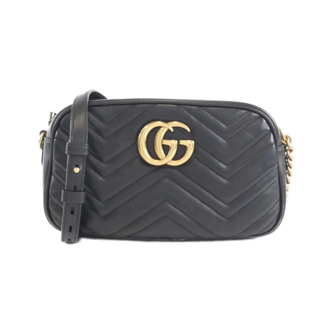 Gucci GG Marmont 447632 DTD1T Shoulder Bag: --- Catalog ---Category: SizeSize (HxWxD): 14cm x 24cm x 7cm / 5.51'' x 9.44'' x 2.75''Category: DesignType: Shoulder bagColor: BlackGender: WomenMaterial: Leather Hardware Color: GoldCategory: