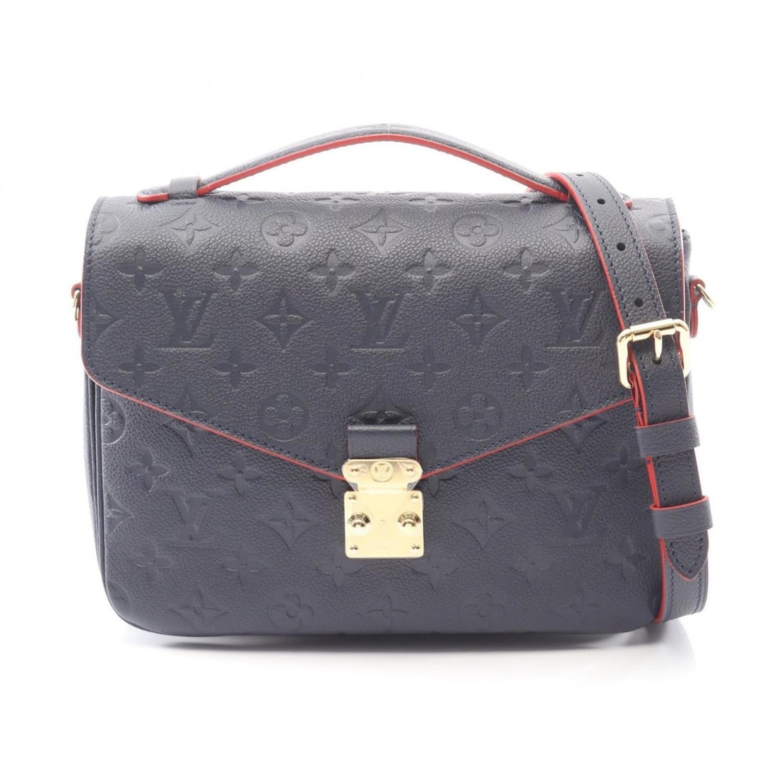 Louis Vuitton Metis Pochette Handbag in Monogram Empreinte Leather, Navy Blue, M44071: --- Catalog ---Category: SizeSize (HxWxD): 18cm x 24.5cm / 7.08'' x 9.64''Category: DesignType: Handbag, PochetteColor: Marine rouge, NavyGender: WomenMaterial: Monogram Empreinte , Leather Category:
