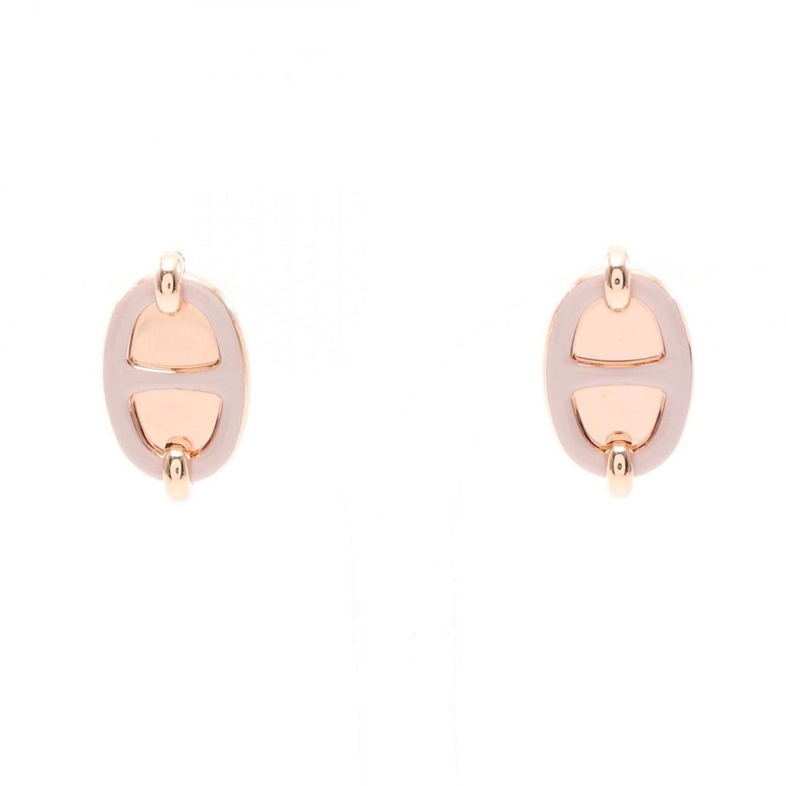 Hermes Hermès Maillon Mini Earrings, Gold-Plated, Women's, Pink, H100052 (1 of 9)