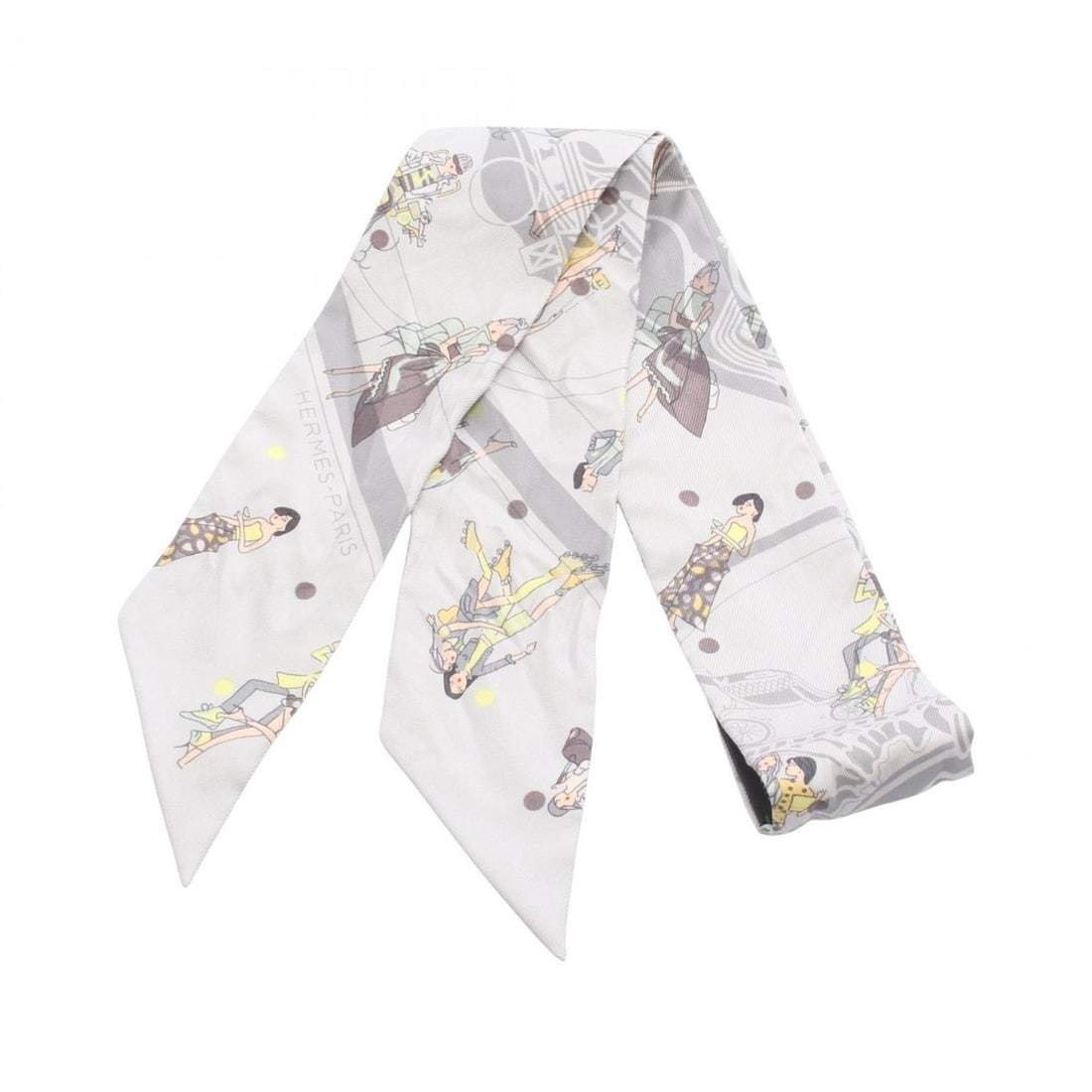 Hermes Hermès Twilly Ex-Libris Les Parisiennes Silk Scarf for Women in Gray and Multicolor: --- Catalog ---Category: SizeSize (LxW): 86cm x 5cm / 33.85'' x 1.96''Category: DesignType: ScarfColor: Gray, Multi-colorGender: WomenMaterial: Silk Category: GeneralLine: TwillyBrand: Hermes--- Item