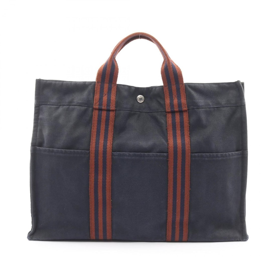Hermes Hermès Foul Tote MM Bag, Canvas, Women's, Navy and Brown: --- Catalog ---Category: SizeSize (HxWxD): 31cm x 42cm x 11cm / 12.2'' x 16.53'' x 4.33''Category: DesignType: Tote bagColor: Brown, NavyGender: WomenMaterial: Canvas Category: GeneralBrand: Hermes---
