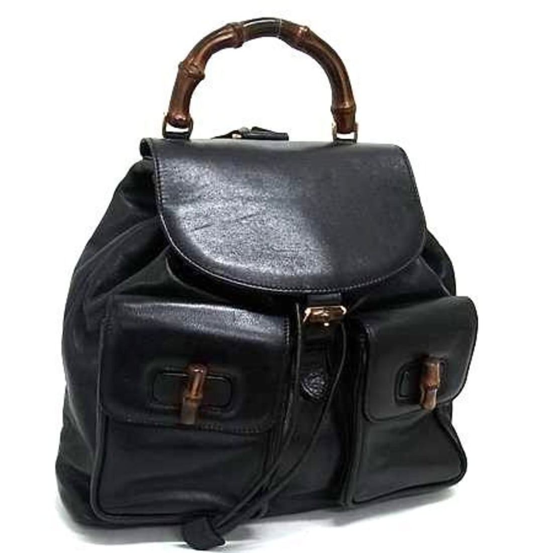 GUCCI Bamboo Backpack 003 58 0016 Black Leather Women's (1 of 14)