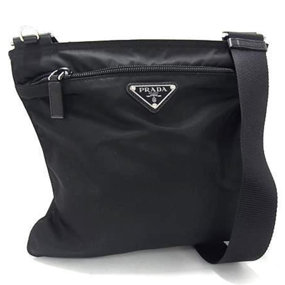 PRADA Prada Triangle Shoulder Bag in Black Tessuto Nylon with Mark for Men and Women (1 of 10)