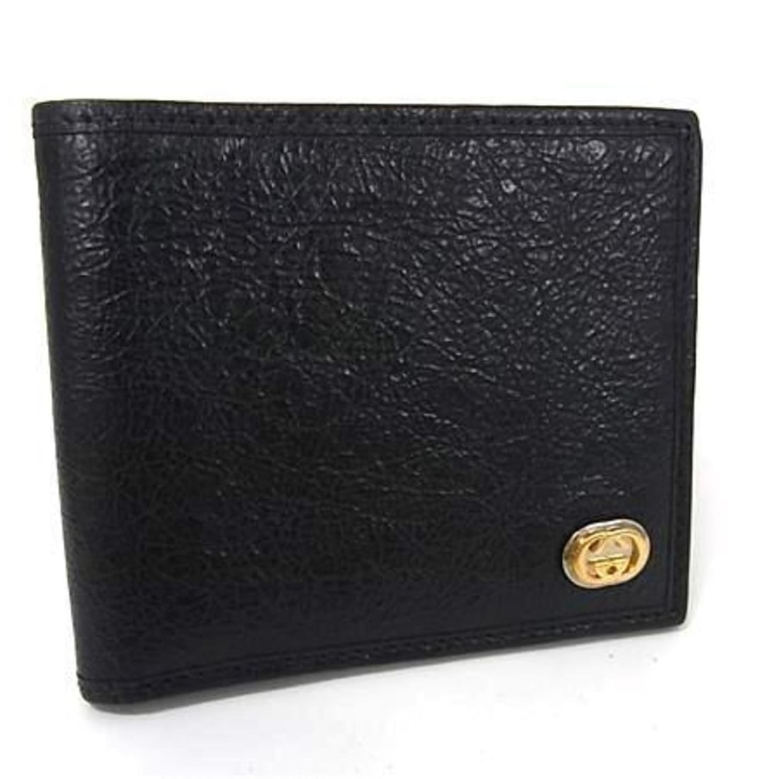GUCCI Interlocking G Wallet 575985 Black Leather Men's Wrinkled (1 of 10)