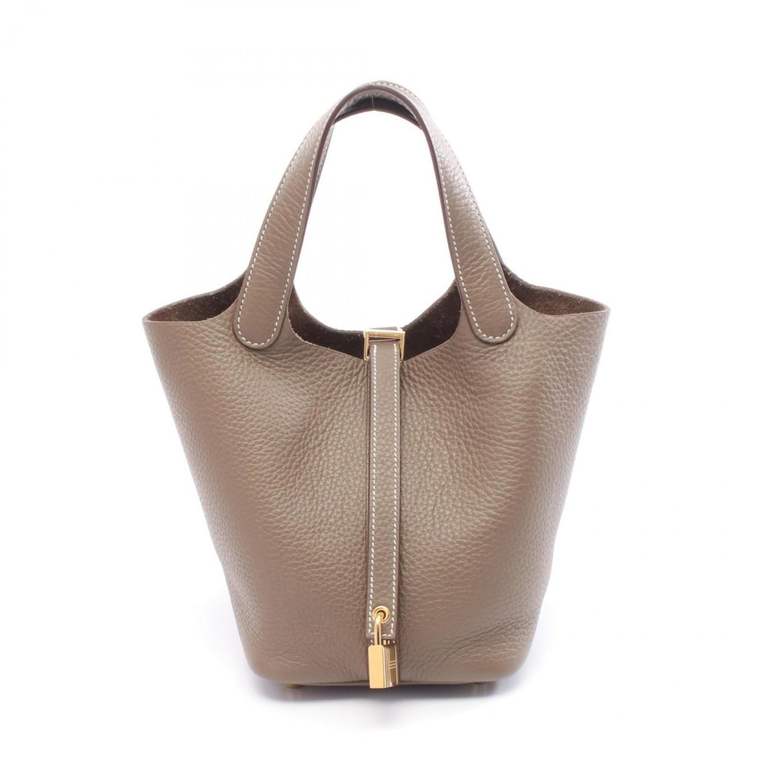 Hermes Hermès Picotin Lock PM handbag in Taurillon Clemence leather, gray.: --- Catalog ---Category: SizeSize (HxWxD): 18.5cm x 19cm x 13.5cm / 7.28'' x 7.48'' x 5.31''Category: DesignType: HandbagColor: Etoupe gray, GrayGender: WomenMaterial: Taurillon clemence leather Hardw