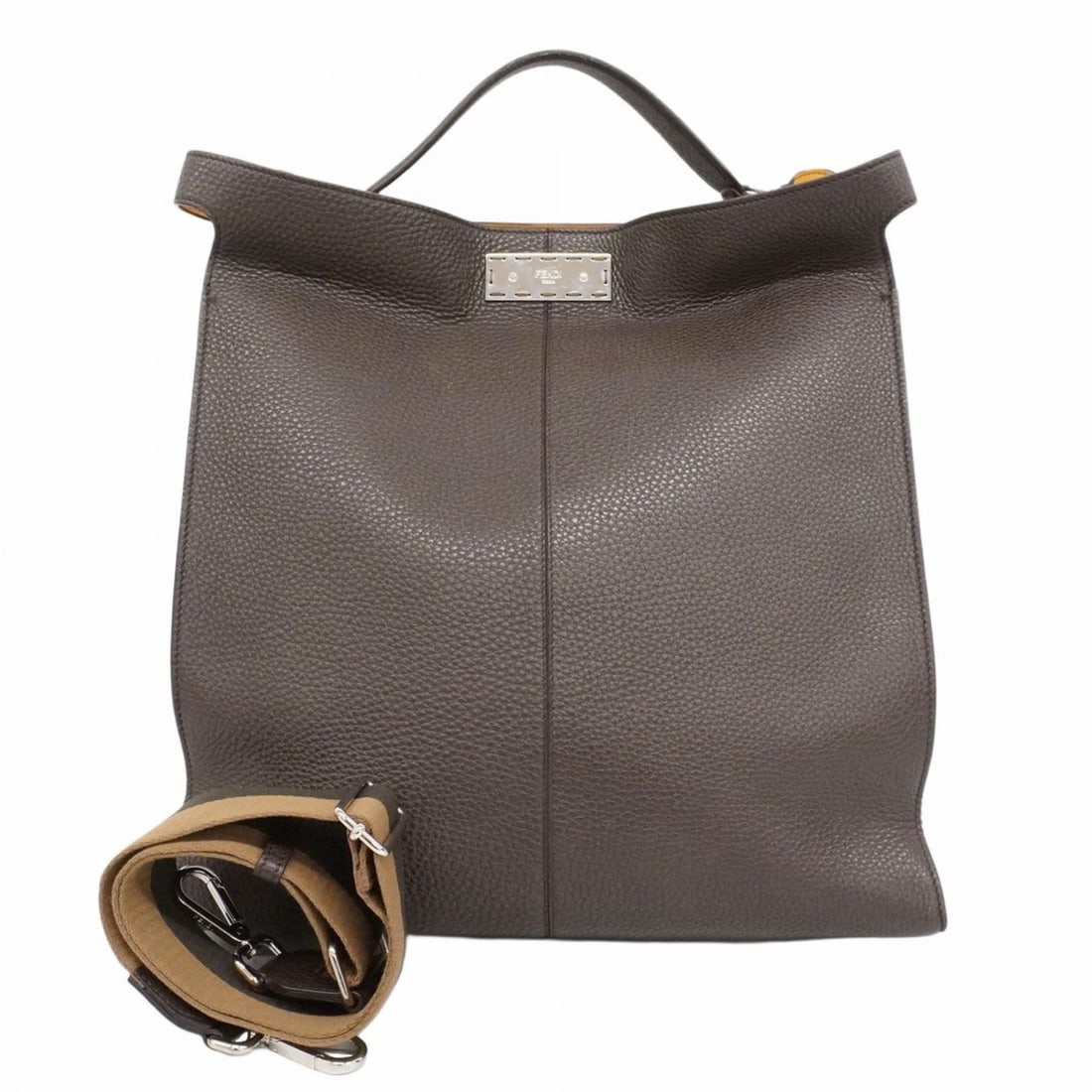 Fendi Peekaboo X-Lite Handbag in Brown Leather, 2-Way Bag for Men: --- Catalog ---Category: SizeSize (HxWxD): 37cm x 36cm x 12cm / 14.56'' x 14.17'' x 4.72''Category: DesignType: HandbagColor: BrownGender: MenMaterial: Leather Hardware Color: SilverCategory: GeneralB