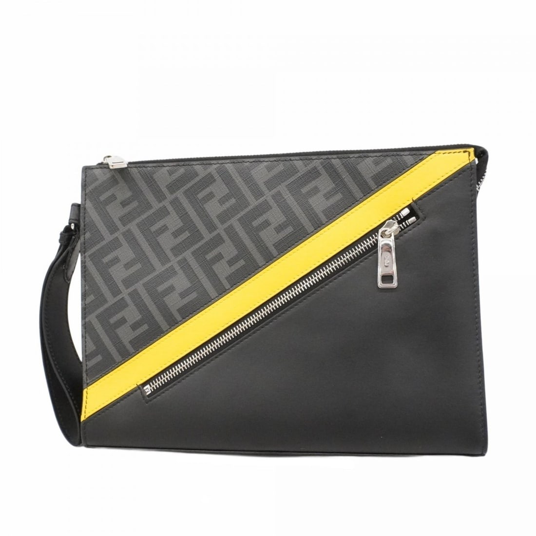 Fendi Zucca Diagonal Clutch Bag in Black and Yellow for Men: --- Catalog ---Category: SizeSize (HxWxD): 20cm x 26.5cm x 4.5cm / 7.87'' x 10.43'' x 1.77''Category: DesignType: Clutch bagColor: Black, YellowGender: MenMaterial: PVC Hardware Color: SilverCategory: