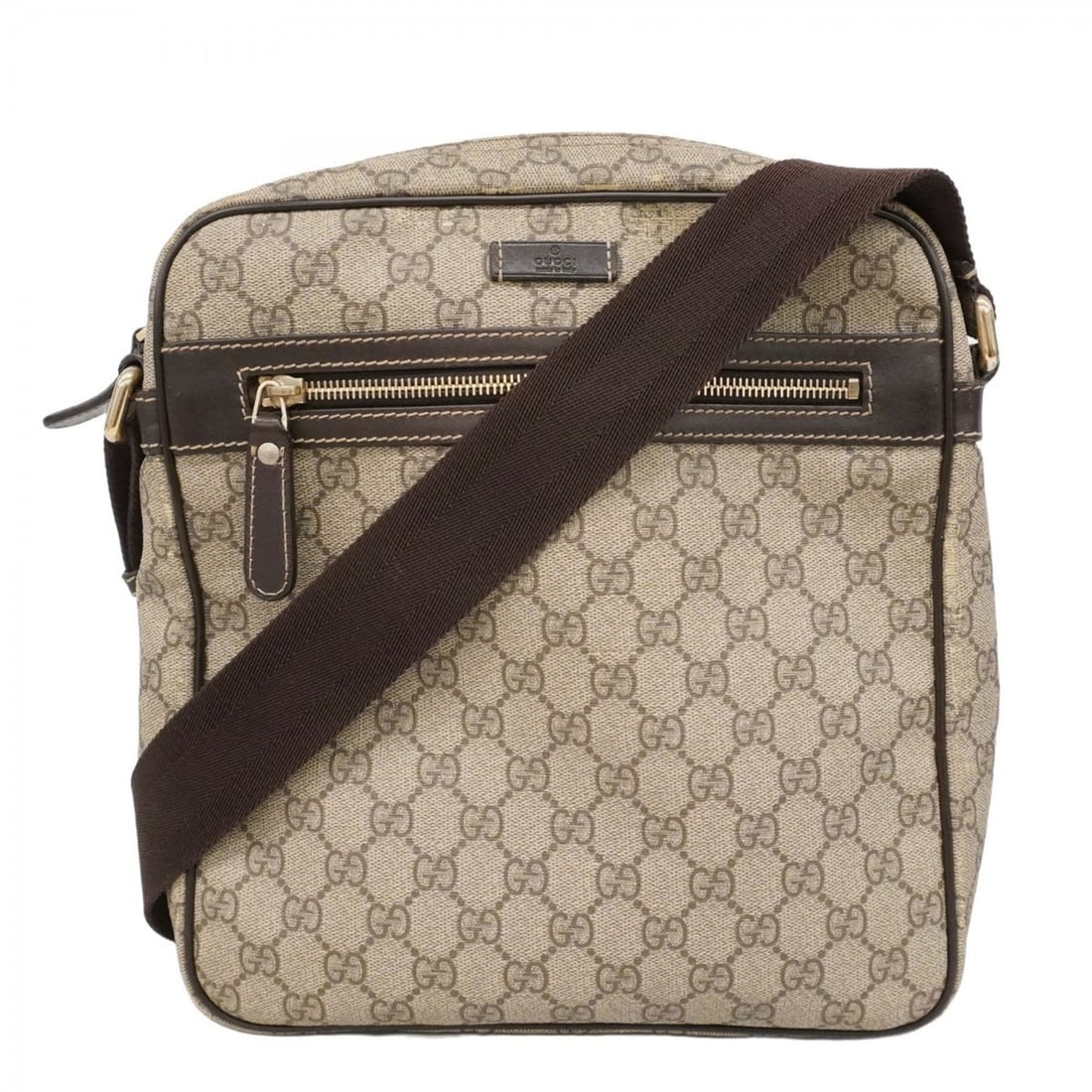 Gucci GG Supreme Shoulder Bag 201448 Brown for Men and Women: --- Catalog ---Category: SizeSize (HxWxD): 28cm x 26cm x 7cm / 11.02'' x 10.23'' x 2.75''Category: DesignType: Shoulder bagColor: BrownGender: Men,WomenMaterial: PVC Hardware Color: GoldCategory: Gene
