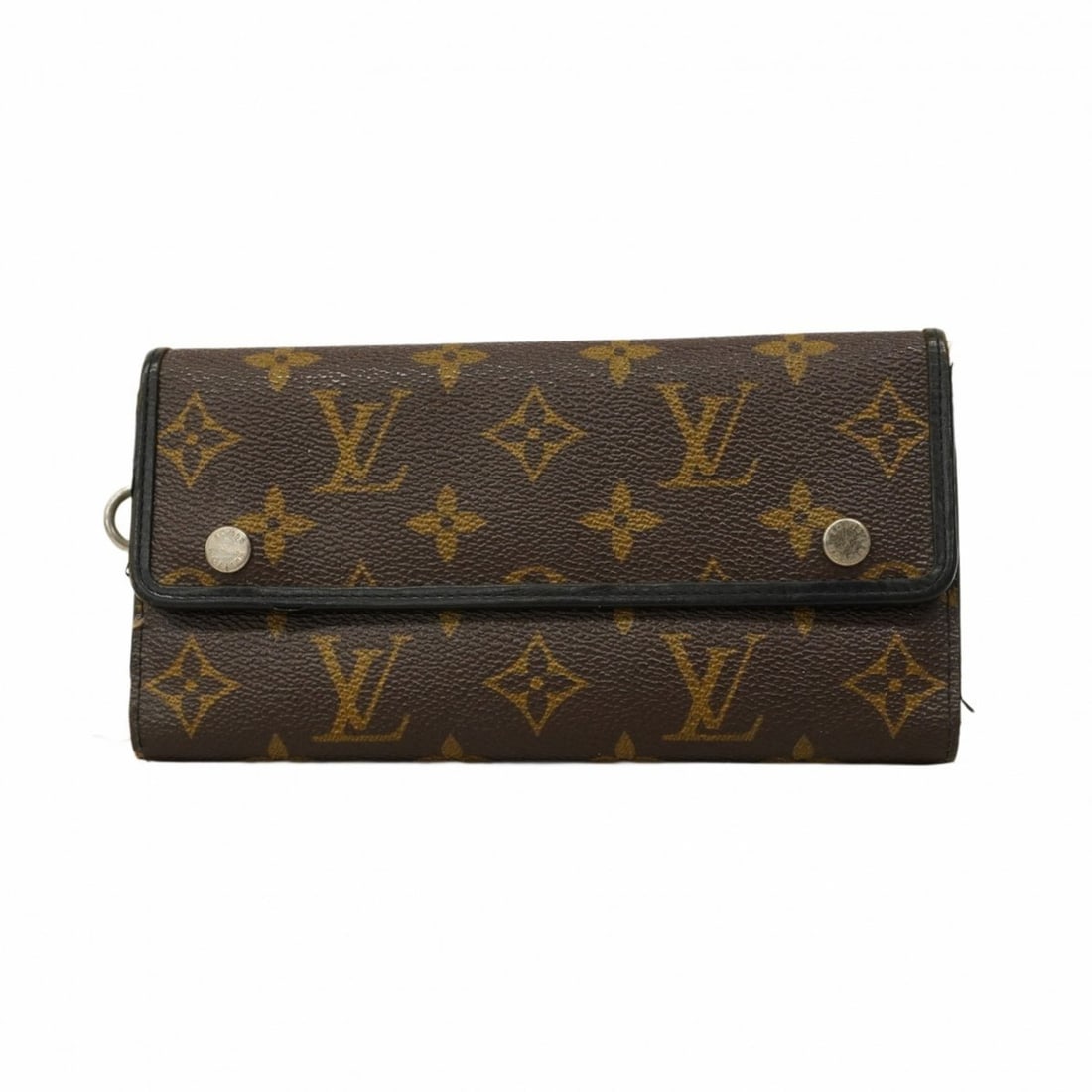 Louis Vuitton Monogram Macassar Portefeuilleron Tri-fold Long Wallet M60168 Brown/Black Men's (1 of 15)
