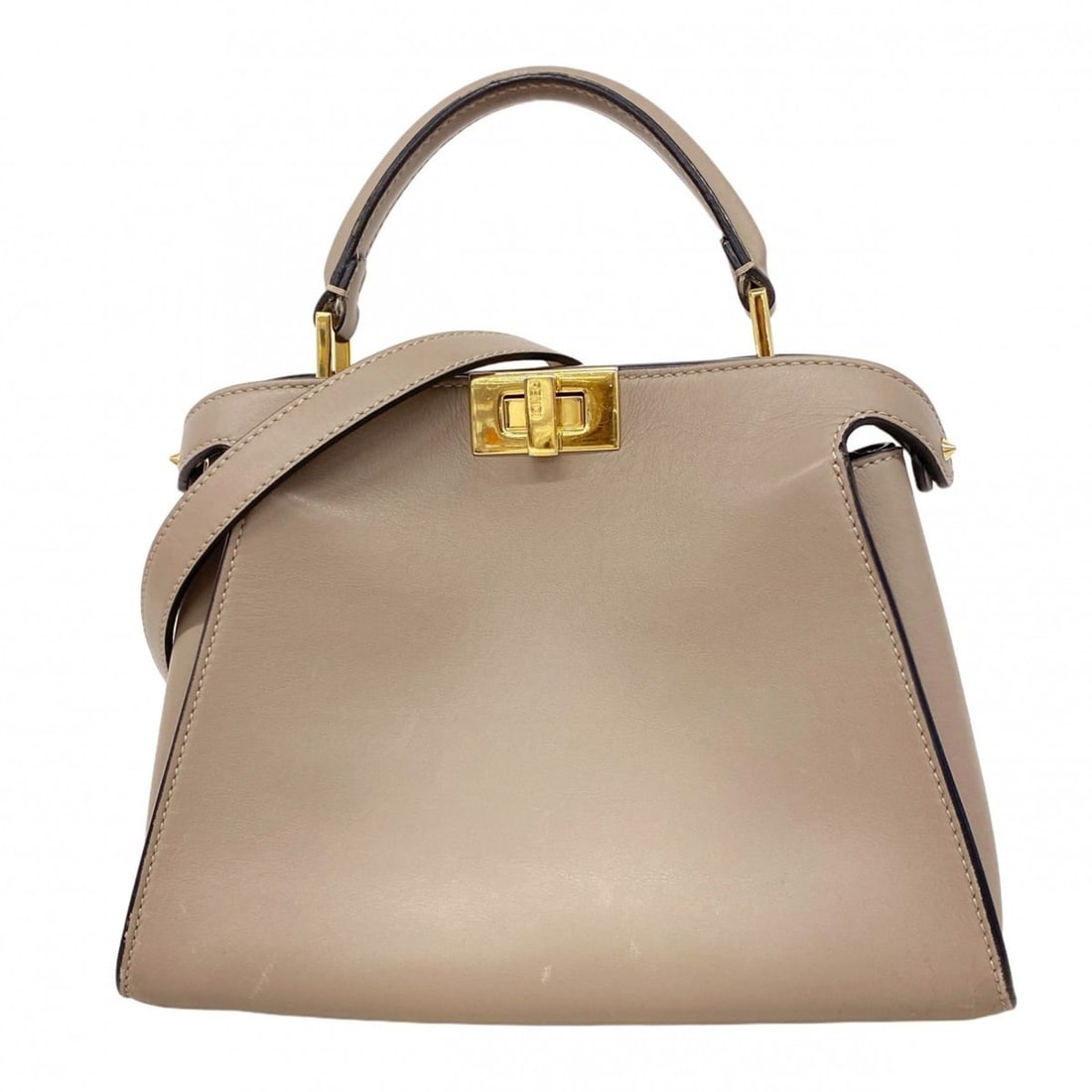 Fendi Peekaboo Essentially Leather Handbag, Beige, 2-Way Bag for Women: --- Catalog ---Category: SizeSize (HxWxD): 20cm x 27cm x 13cm / 7.87'' x 10.62'' x 5.11''Category: DesignType: HandbagColor: BeigeGender: WomenMaterial: Leather Hardware Color: GoldCategory: GeneralBr