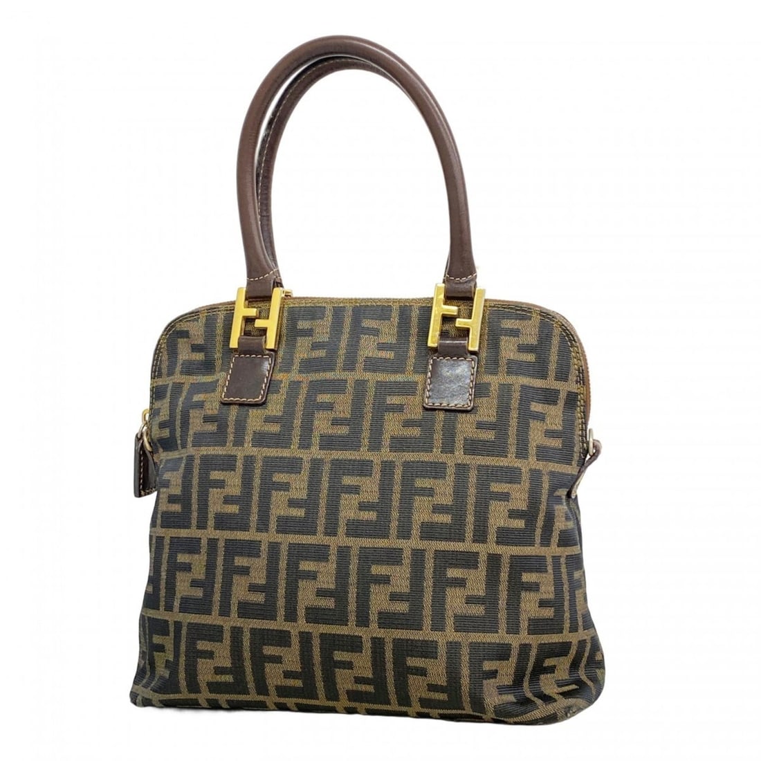 Fendi Zucca nylon canvas handbag in brown for women: --- Catalog ---Category: SizeSize (HxWxD): 25cm x 25.5cm x 7.5cm / 9.84'' x 10.03'' x 2.95''Category: DesignType: HandbagColor: BrownGender: WomenMaterial: Nylon canvas Hardware Color: GoldCategory: G