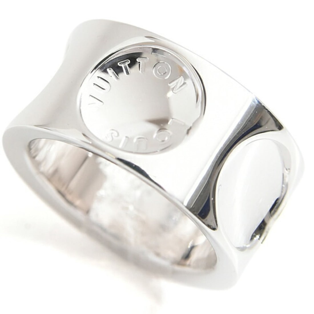 Louis Vuitton Women's Grandberg Empreinte Ring, Size 48, White Gold, 750WG: --- Catalog ---Category: SizeUS Size: 4.5Brand Size: 48Category: DesignType: Band ringGender: WomenMaterial: Monogram Empreinte, White gold (18K)Category: GeneralBrand: Louis Vuitton--- Item List ---S