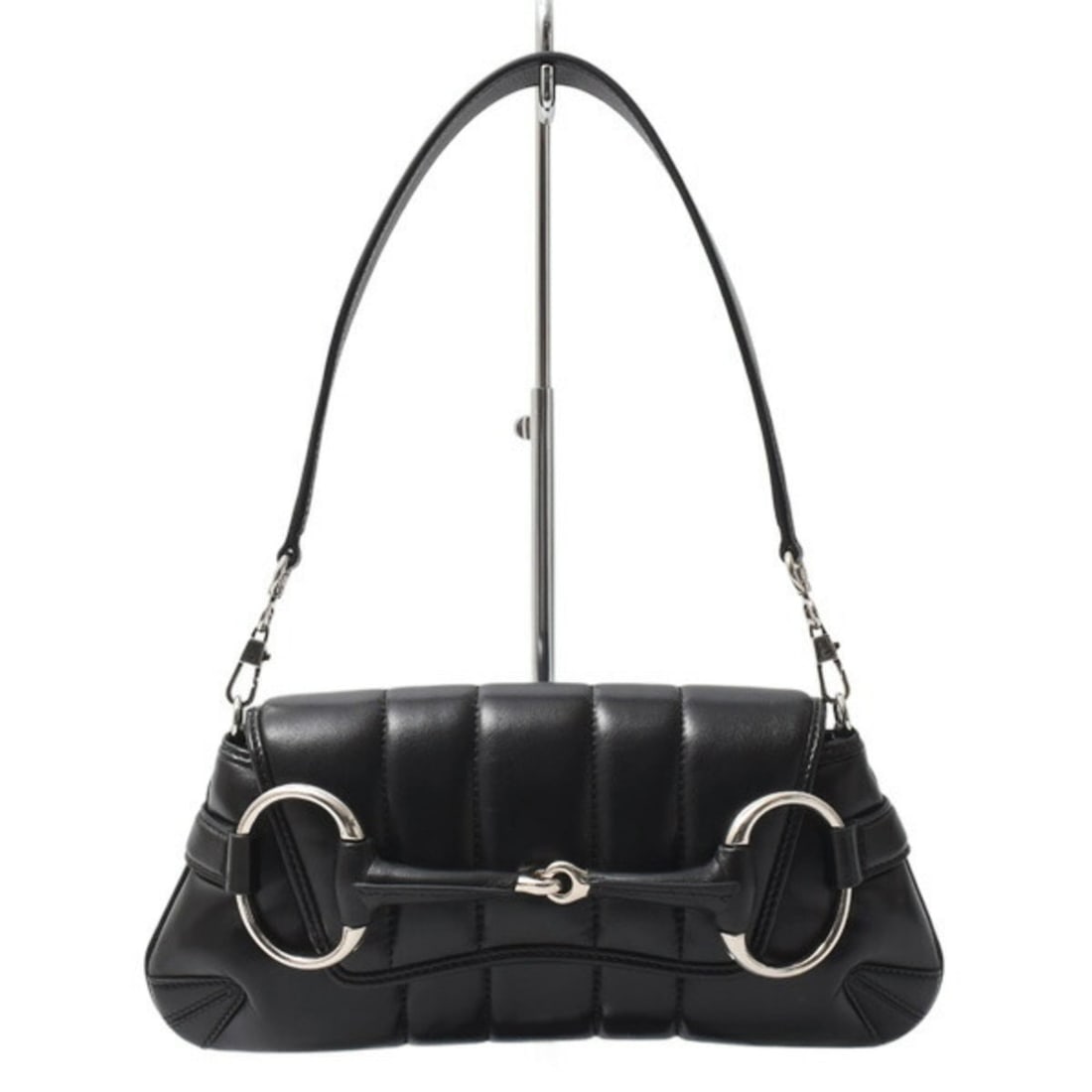 Gucci Women's Horsebit Chain Small Shoulder Bag in Black Leather (GUCCI 764339) (1 of 10)