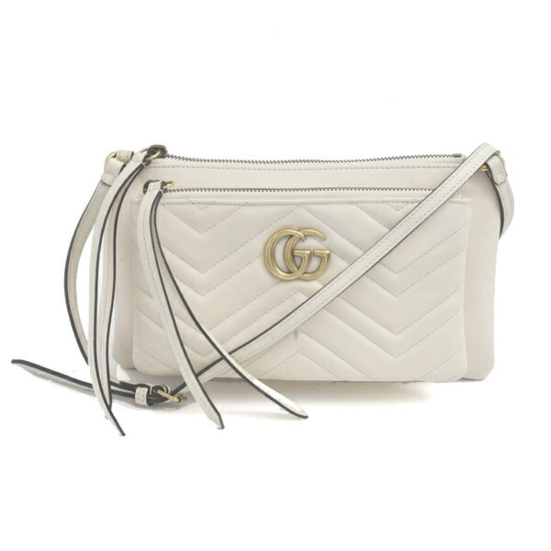 Gucci Women's GG Marmont Quilted Shoulder Bag Pochette White 453878 GUCCI: --- Catalog ---Category: SizeSize (HxWxD): 14cm x 24.5cm / 5.51'' x 9.64''Category: DesignType: Pochette, Pouch, Shoulder bagColor: WhiteGender: WomenMaterial: Leather Category: GeneralMPN: 453878Bran
