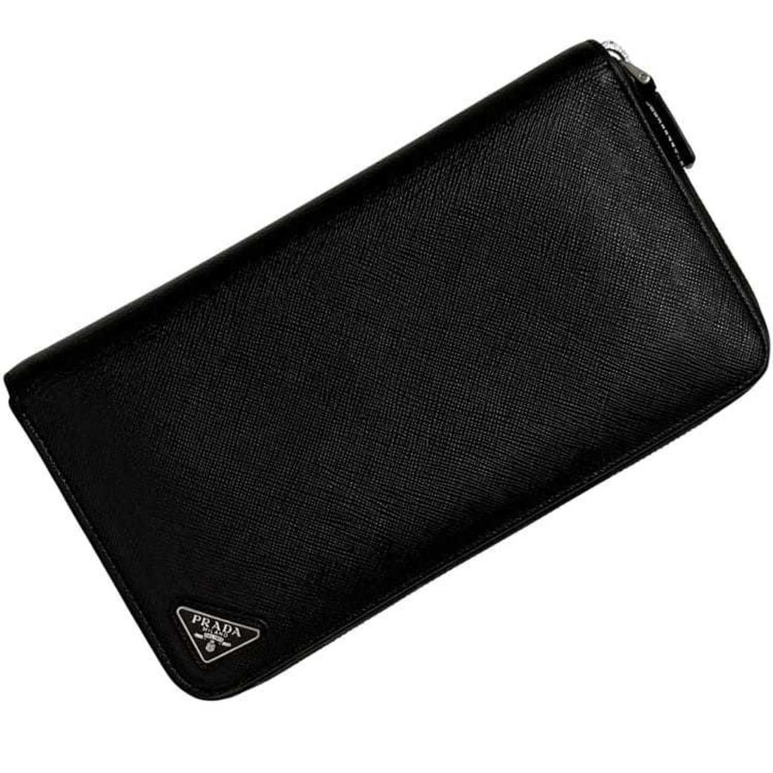 Prada Round Long Wallet Organizer ec-24872 Black Noir 2ML188 Saffiano Leather 12S PRADA Triangle: --- Catalog ---Category: SizeSize (HxWxD): 12cm x 21cm x 2.7cm / 4.72'' x 8.26'' x 1.06''Category: DesignType: Long wallet (bi-fold)Color: BlackGender: Men,WomenMaterial: Leather Leather/Fur Type: Saf