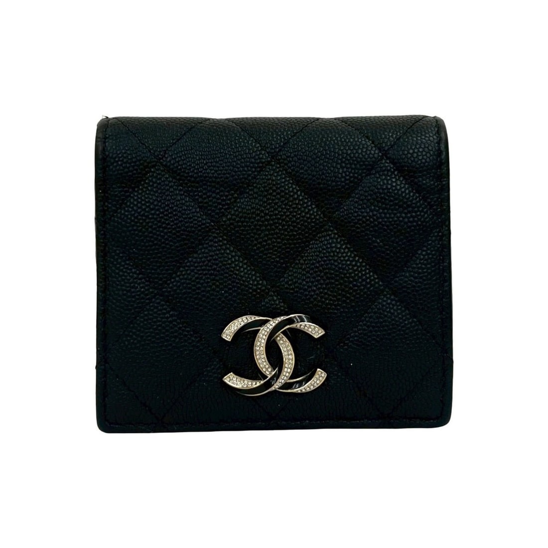 CHANEL Matelasse Coco Mark Caviar Leather Bifold Wallet, Black, 58023: --- Catalog ---Category: SizeSize (HxWxD): 10cm x 10cm x 2.5cm / 3.93'' x 3.93'' x 0.98''Category: DesignType: Wallet (bi-fold)Color: BlackGender: WomenMaterial: Grained Calfskin Category: GeneralBran