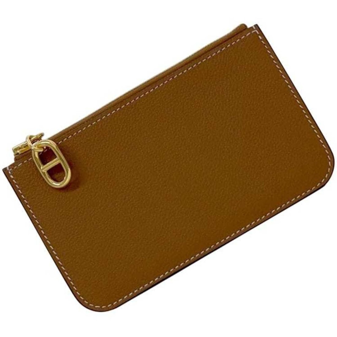 Hermes Hermès Zip Ango PM card case, f-24796, camel brown with gold coin purse and leather,: --- Catalog ---Category: SizeSize (HxWxD): 8.5cm x 14cm x 1cm / 3.34'' x 5.51'' x 0.39''Category: DesignType: Coin purse/coin caseColor: Brown, CamelGender: Women,MenMaterial: Leather Category: