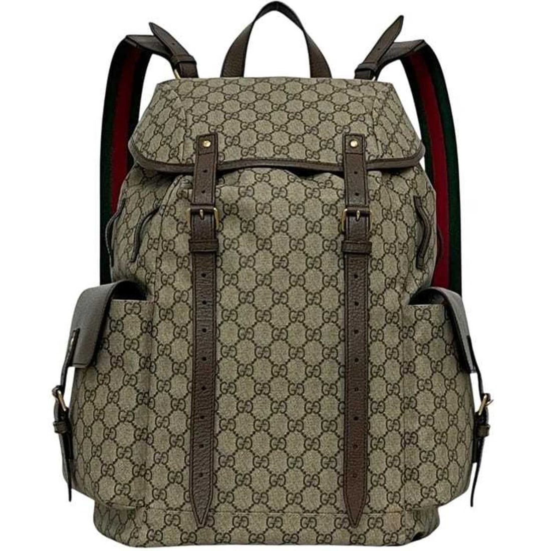 Gucci Backpack ec-24860 Beige Brown GG Supreme Sherry 460029 PVC Leather 001998 GUCCI Flap Line (1 of 11)