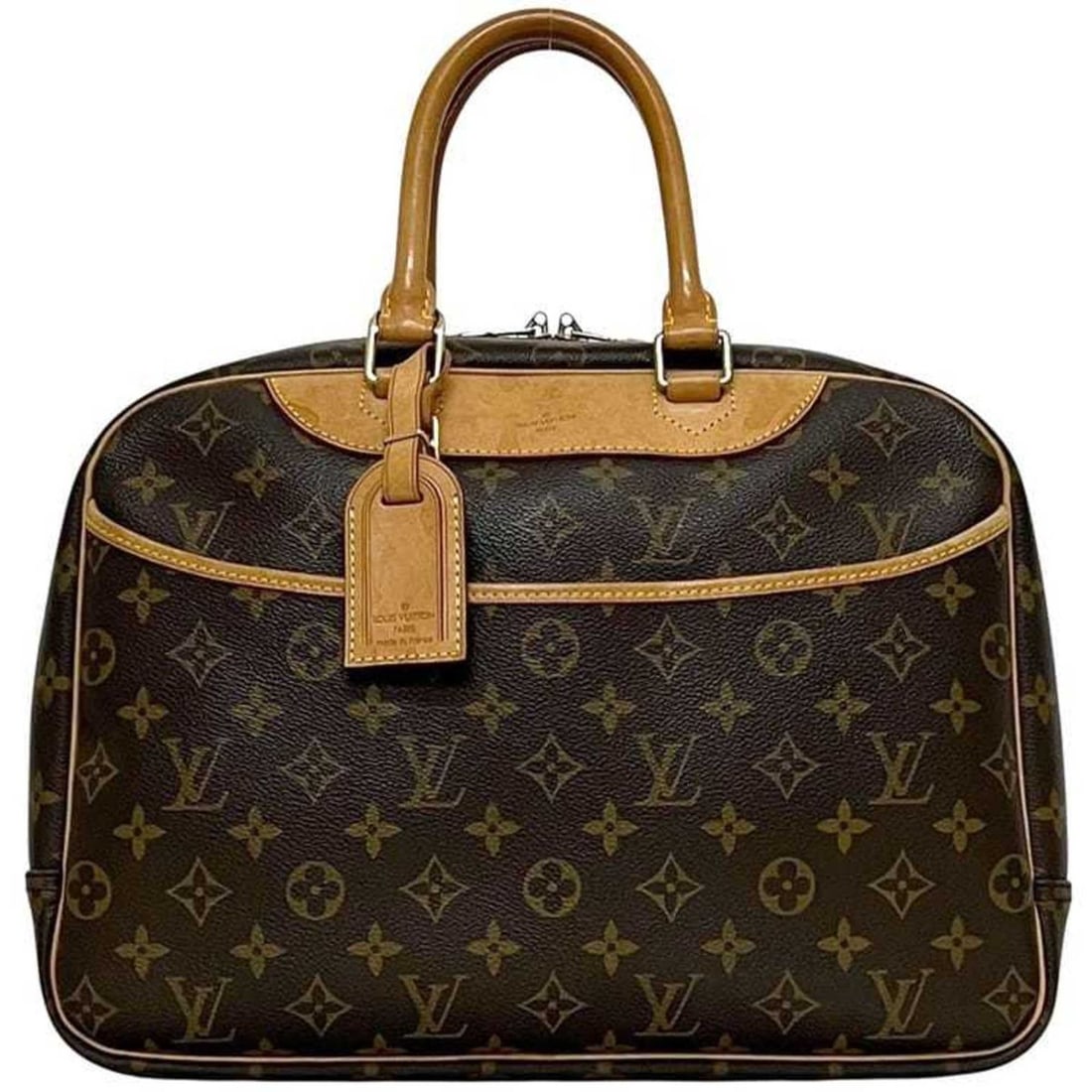 Louis Vuitton Bowling Vanity Handbag f-24778 Brown Monogram M47270 Canvas and Natural Leather VI0998 (1 of 11)