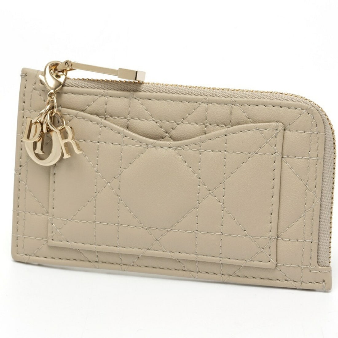 Dior Lady Cosmos Zip Card Holder Case S0965ONMJ Cannage Lambskin Greige S-159427: --- Catalog ---Category: DesignType: Card caseColor: GrayishGender: WomenMaterial: Leather Leather/Fur Type: LambskinCategory: GeneralMPN: S0965ONMJBrand: Christian DiorCountry of Origin: ItalyCategor