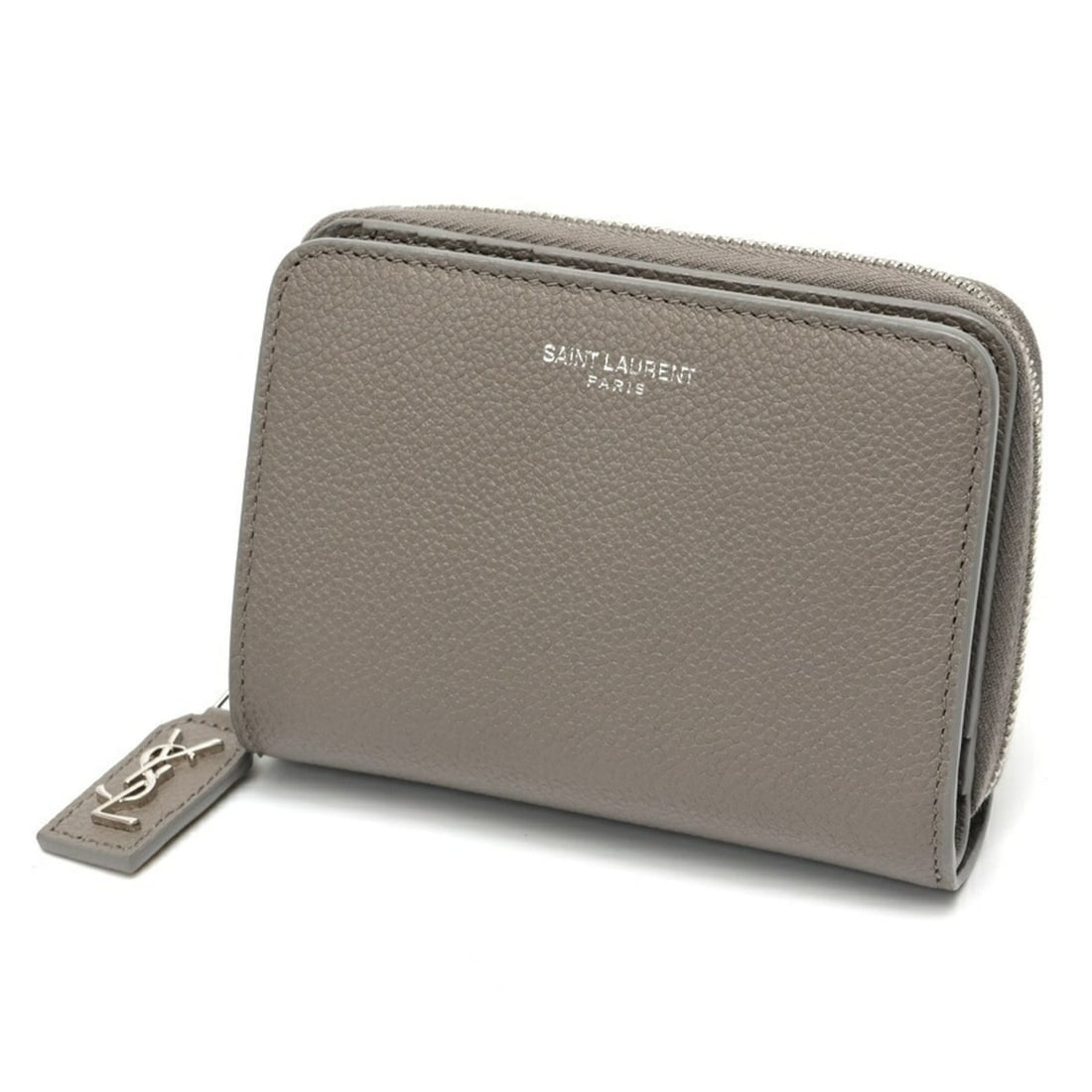 Saint Laurent SAINT LAURENT Compact Zip Wallet 414661 Embossed Leather Gray S-159614: --- Catalog ---Category: SizeSize (HxWxD): 9cm x 12cm x 3cm / 3.54'' x 4.72'' x 1.18''Category: DesignType: Wallet (bi-fold)Color: GrayGender: WomenMaterial: Leather Category: GeneralMPN: 414661Brand: