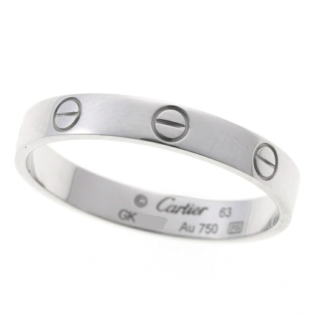 Cartier Love Ring Small Model Mini B4085100 750/K18WG # 22 J-159548: --- Catalog ---Category: SizeJP Size: 22US Size: 10.5Category: DesignType: Band ringColor: White goldGender: MenMaterial: White gold (18K)Category: GeneralMPN: B4085100Brand: Cartier--- Item List ---S