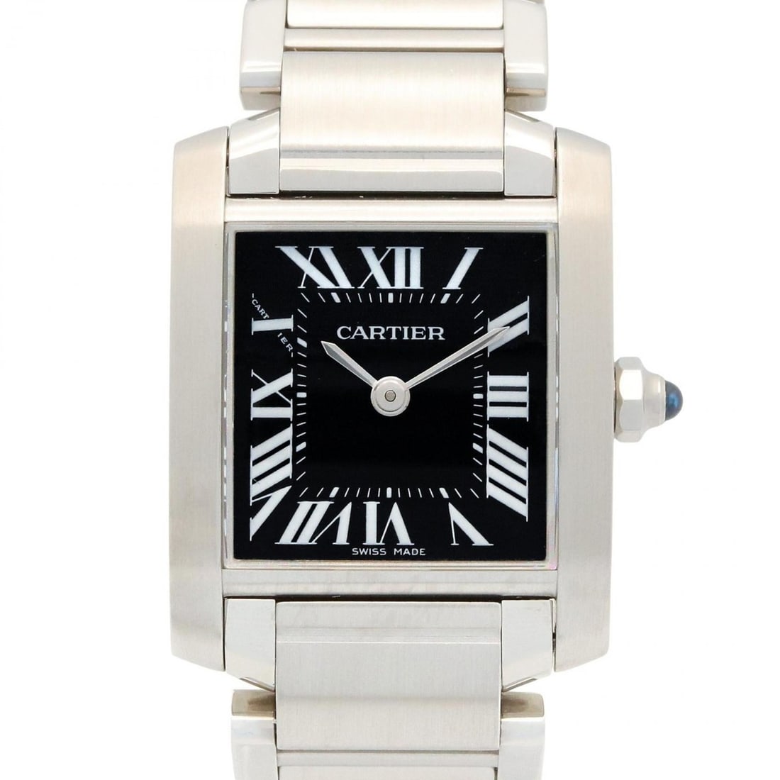 Cartier Tank Française SM Watch, Stainless Steel, Women's, Black, W51026Q3: --- Catalog ---Category: SizeWrist Size: 13.5cm / 5.31''Case Diameter: 20mm / 0.79''Category: DesignType: WristwatchGender: WomenColor (Dial): BlackMaterial (Band): Stainless steelMaterial (Case): Sta