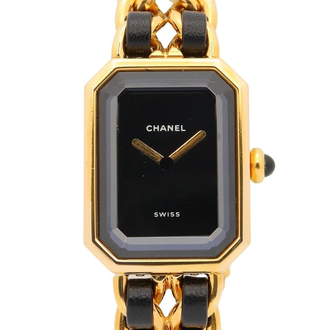 CHANEL Premiere M Watch, GP (Gold Plated), Leather Strap, Women's, Black, H0001 (1 of 18)
