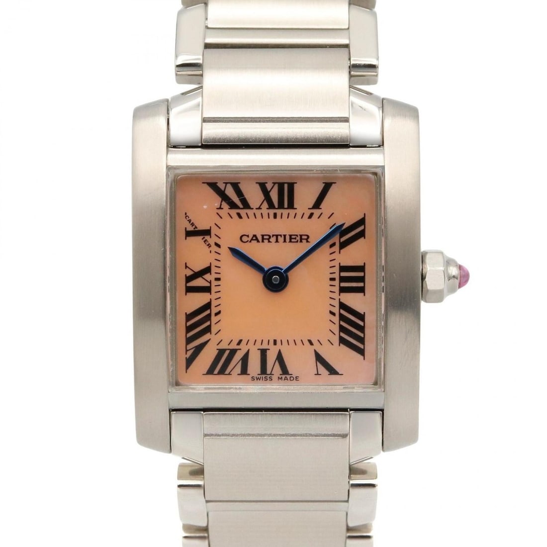 Cartier Tank Française Small Watch, Stainless Steel, Women's, Pink, W51028Q3: --- Catalog ---Category: SizeWrist Size: 14.5cm / 5.7''Case Diameter: 20mm / 0.79''Category: DesignType: WristwatchGender: WomenColor (Dial): PinkMaterial (Band): Stainless steelMaterial (Case): Stain