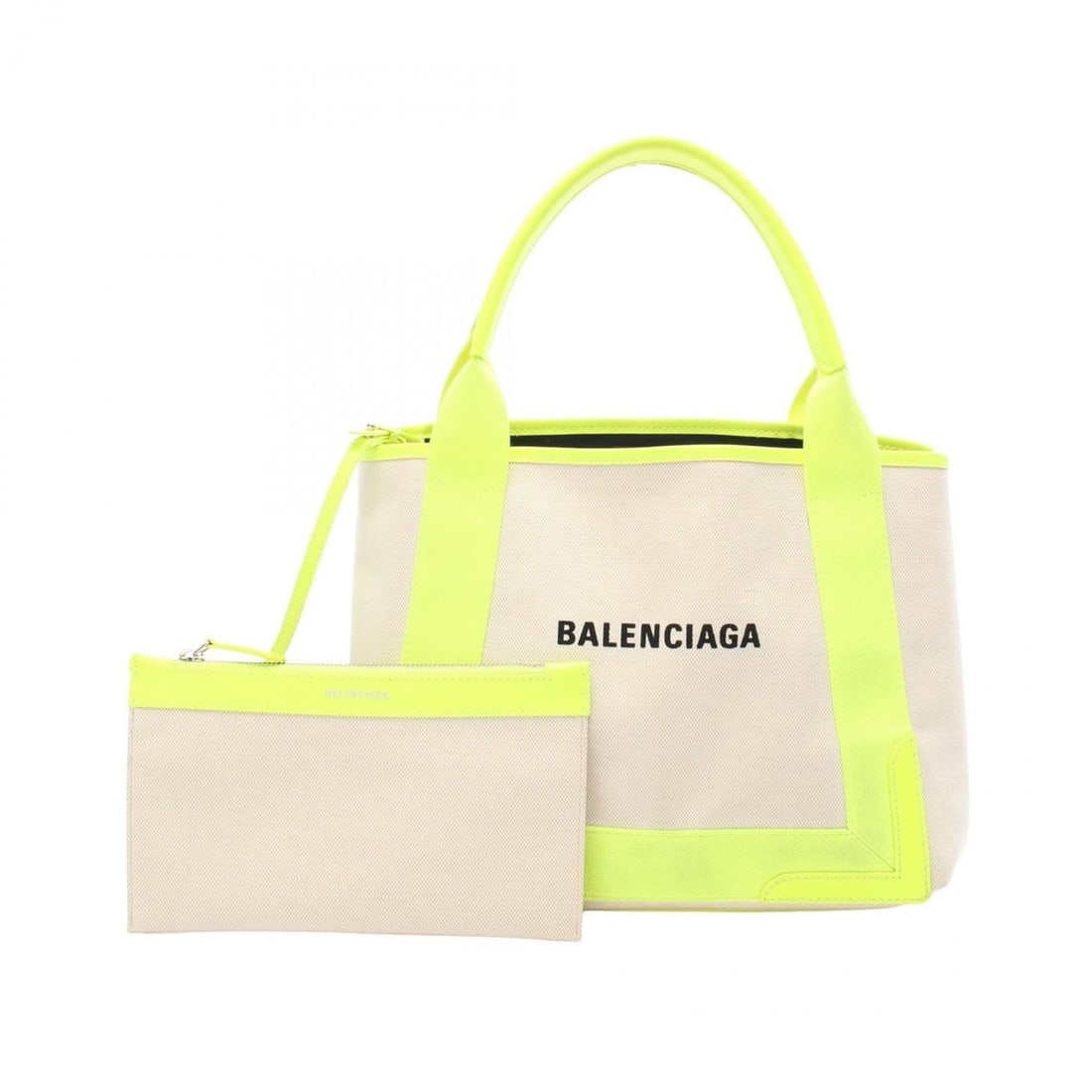 Balenciaga Navy Cabas S Tote Bag, Canvas and Leather, Women's, Ivory Yellow, 339933: --- Catalog ---Category: SizeSize (HxWxD): 22cm x 30cm x 18cm / 8.66'' x 11.81'' x 7.08''Category: DesignType: Tote bagColor: Ivory, YellowGender: WomenMaterial: Canvas , Leather Category: GeneralMPN: