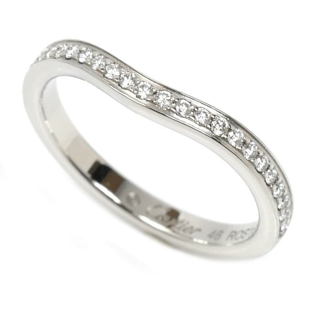 CARTIER Pt950 Platinum Ballerina Curve Half Eternity Ring B4093046 with Diamonds, Size 6, 46mm, (1 of 20)
