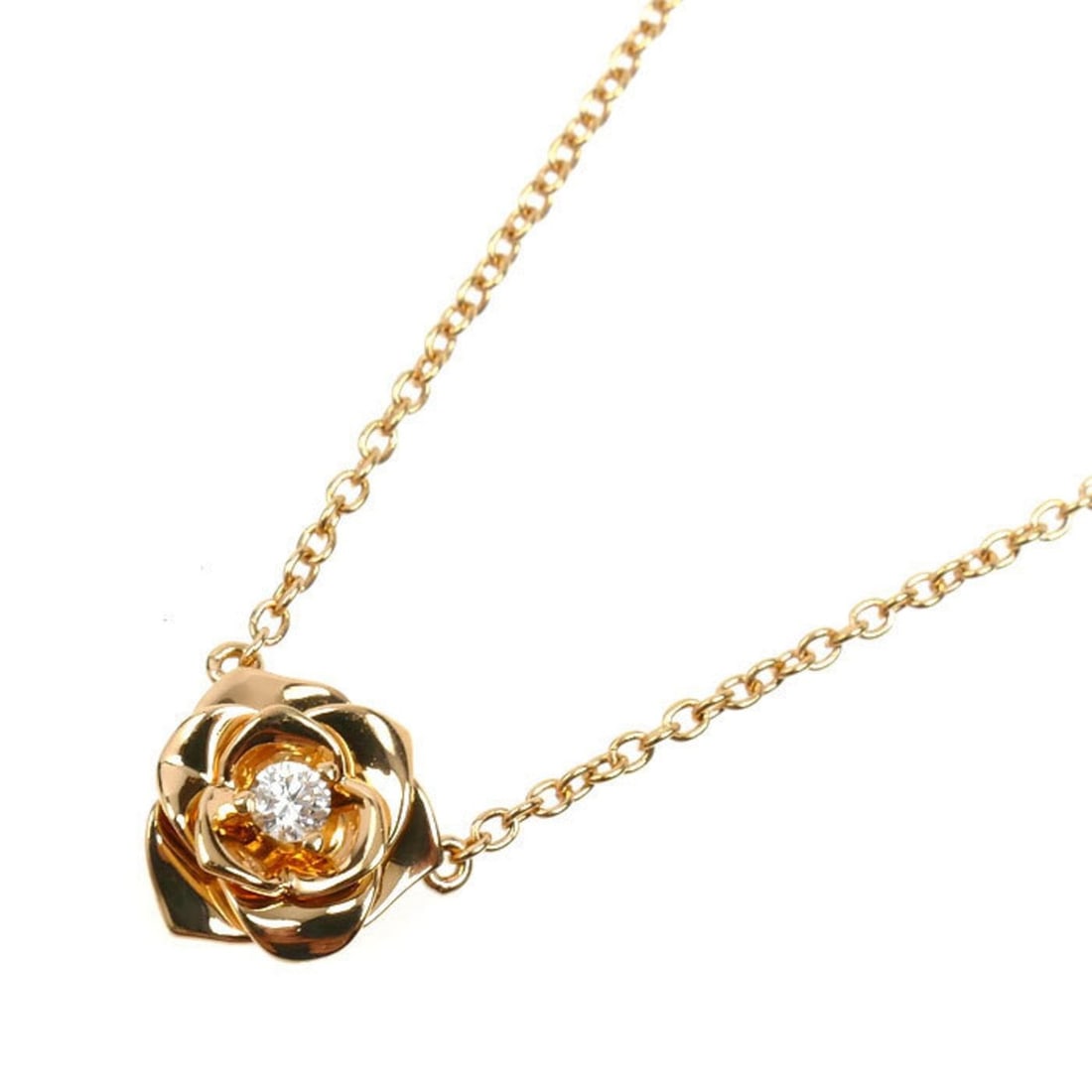 PIAGET K18PG Pink Gold Rose Diamond Necklace G33U0081, 4.0g, 42cm, Women's: --- Catalog ---Category: SizePendant Size: 9.1mm x 8.8mm / 0.35'' x 0.34''Neck Circumference: 42 cm / 16.53''Category: DesignColor: Pink goldStone: DiamondGender: WomenMaterial: Pink gold (18K)Weight