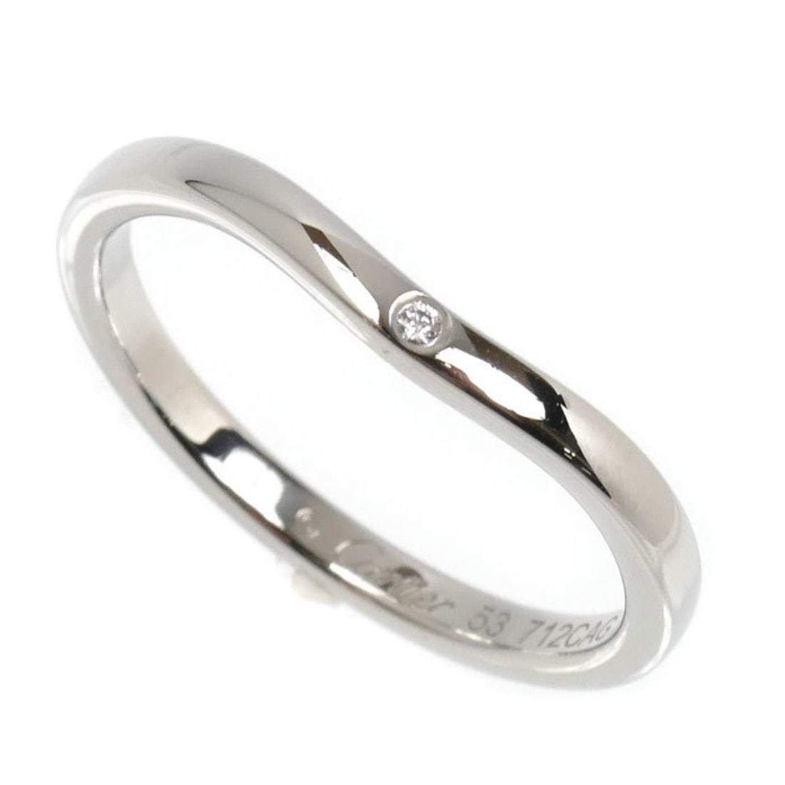 CARTIER Pt950 Platinum Ballerina Curve Wedding Ring B4092953 with Diamonds, Size 12.5, 53mm, 3.3g, (1 of 9)