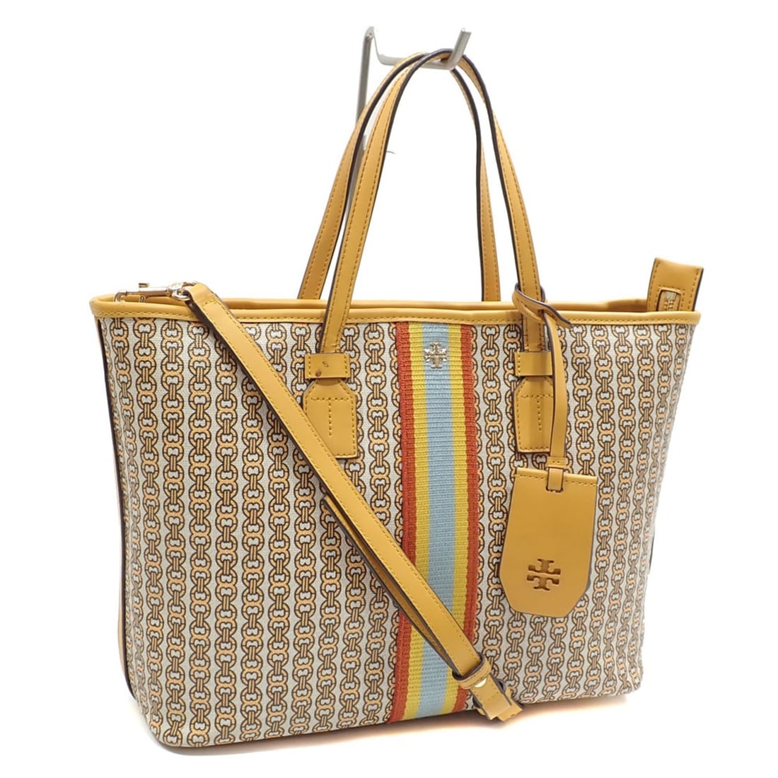 Tory Burch Gemini Link Tote Bag Women's Daylily Yellow PVC 10008691: --- Catalog ---Category: SizeSize (HxWxD): 23cm x 29cm x 10cm / 9.05'' x 11.41'' x 3.93''Category: DesignType: Tote bagColor: YellowGender: Women,MenMaterial: PVC Category: GeneralMPN: 10008691Brand: