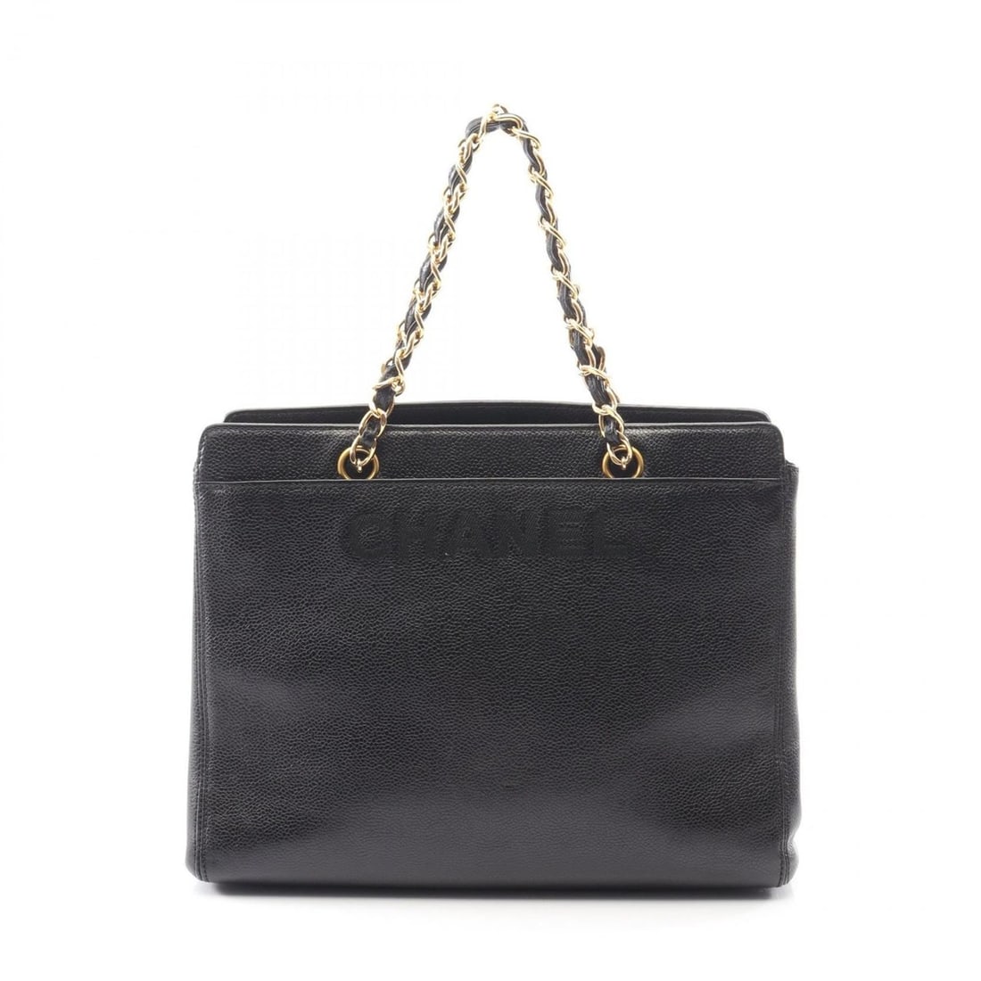 CHANEL Handbag, Leather Calfskin (Cowhide), Women's, Black, A08913: --- Catalog ---Category: SizeSize (HxWxD): 24cm x 28.5cm x 10cm / 9.44'' x 11.22'' x 3.93''Handle Length: 40cm / 15.74''Category: DesignType: HandbagColor: BlackGender: WomenMaterial: Leather Hardware