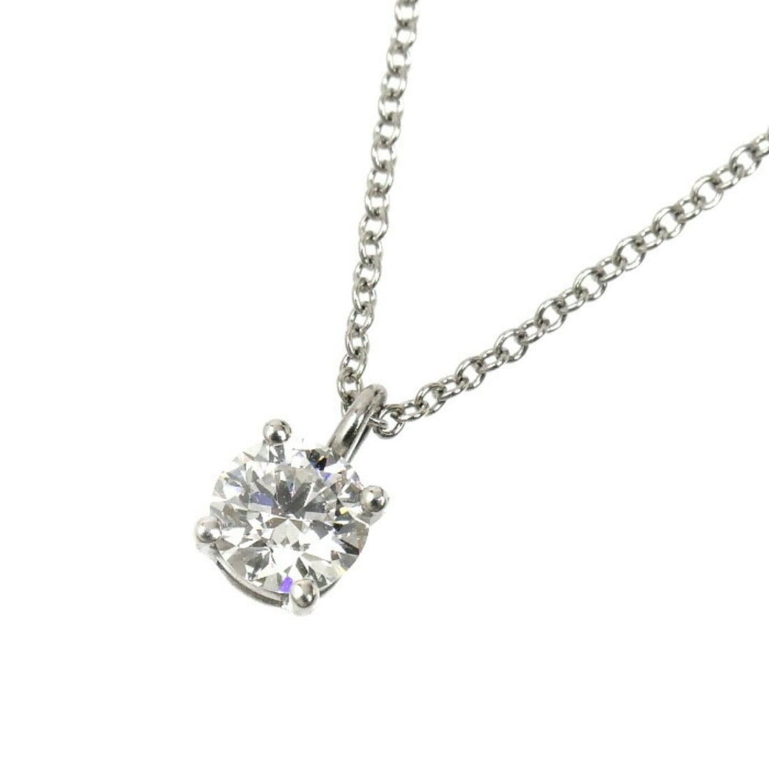 TIFFANY & Co. Tiffany Pt950 Platinum Solitaire Necklace with 0.41ct Diamond, 2.5g, 42cm, Women's: --- Catalog ---Category: SizeNeck Circumference: 42 cm / 16.53''Category: DesignColor: SilverGender: WomenMaterial: PlatinumNecklace Type: NecklaceCategory: GeneralBrand: TiffanyCountry of Origin: USA