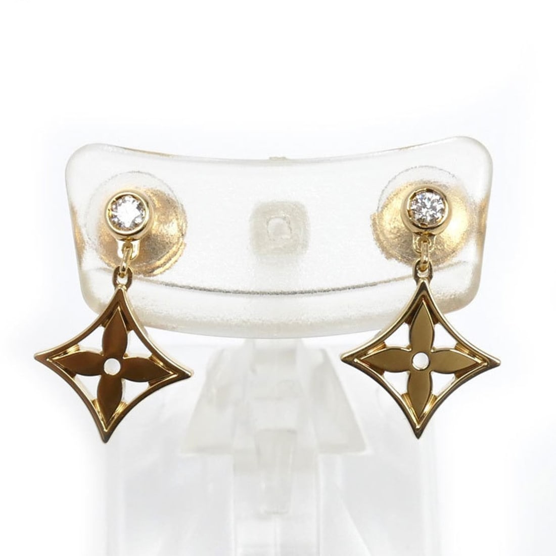 LOUIS VUITTON Monogram Idylle Earrings Q96168 in 18K Yellow Gold with 2.6g Diamonds, Sold as a Set (1 of 20)