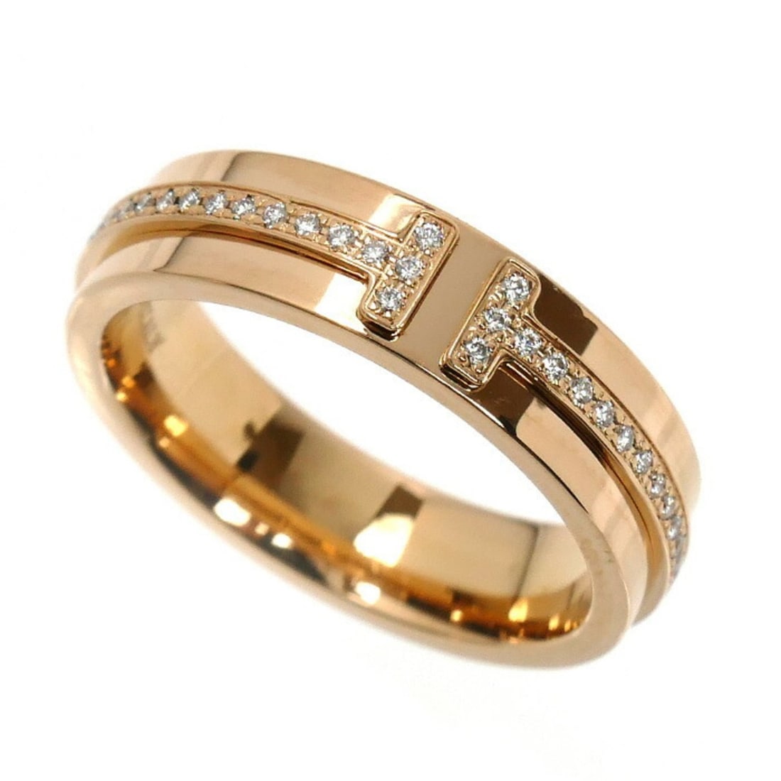TIFFANY & Co. Tiffany 18K Pink Gold T-Narrow Ring with Diamonds, Size 6.5, 5.3g, Women's: --- Catalog ---Category: SizeJP Size: 4US Size: 3Category: DesignColor: Pink goldGender: WomenMaterial: Pink gold (18K)Category: GeneralBrand: TiffanyCountry of Origin: Japan--- Item List ---Section: