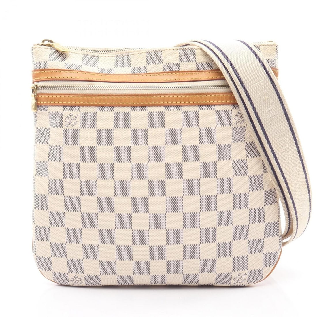 Louis Vuitton Pochette Bosphore Shoulder Bag, Coated Canvas and Leather with Damier Azur, Women's,: --- Catalog ---Category: SizeSize (HxWxD): 25cm x 25cm x 1.5cm / 9.84'' x 9.84'' x 0.59''Strap Length: 102cm - 168cm / 40.15'' - 66.14''Category: DesignType: Shoulder bagColor: WhiteGender: WomenMater